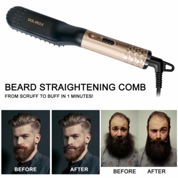 Многофункционална изправяне на коса Мъжка преса за брада Четка Гребен за коса Професионална маша за коса Бързо нагряване Инструменти за оформяне