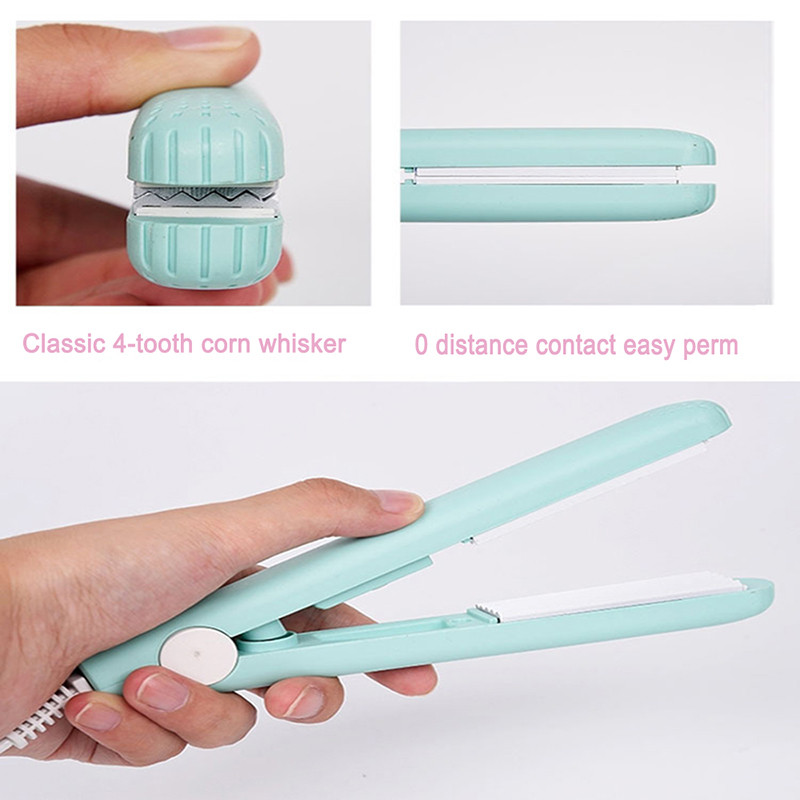 Prenosná nadýchaná vlnitá mini žehlička na vlasy s malými vlnami, ružová keramická žehlička na vlasy, vlnitá kulma na vlasy