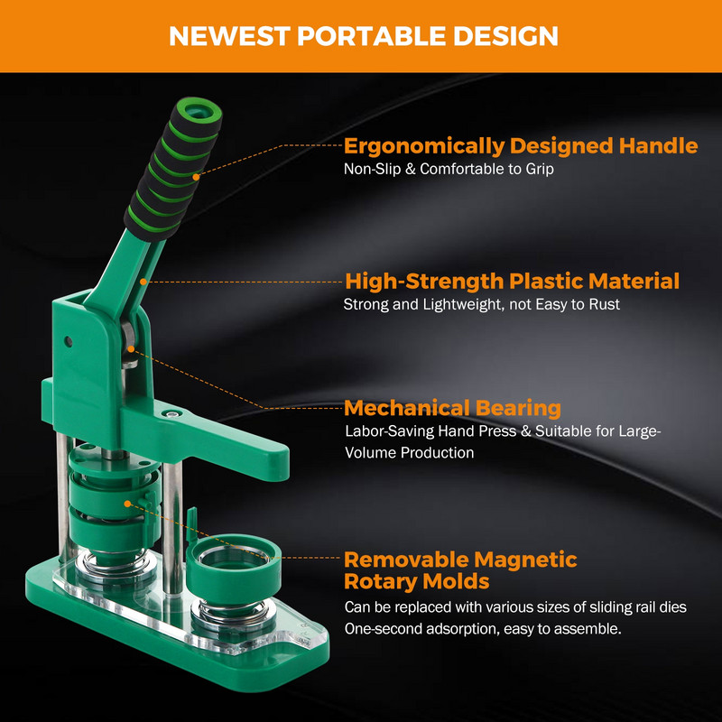 Märgipunch Press Maker masin Pin Pööratava nupu tegija DIY valmistamise komplekt 100 ringikujulise nupu osaga tühi paber 37 mm 44 mm 58 mm