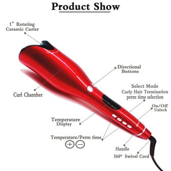 Μαλλιά για μπούκλες Αυτόματο σίδερο για μπούκλες Ηλεκτρικό κεραμικό θερμαντικό υγρό κρύσταλλο Οθόνη περιστρεφόμενου κυμάτων Styler Magic curling Iron Hair
