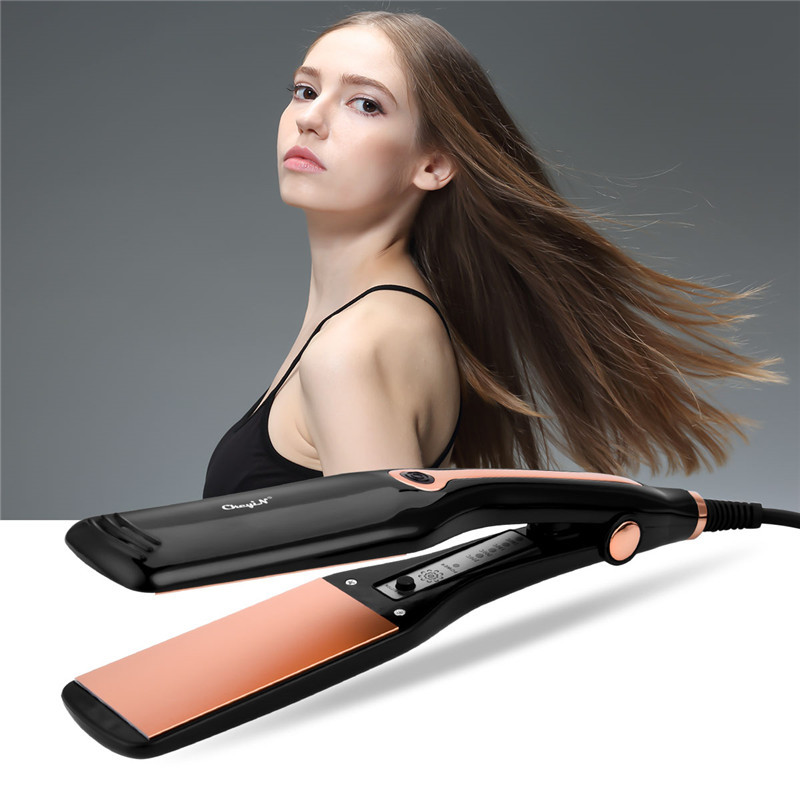 Ultra széles kerámia hajvasaló Professzionális elektromos, lapos vasaló hőmérsékletű, állítható hajvasaló hajformázó