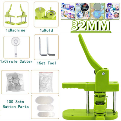 Žetonu piespraudes pogu veidotāja mašīna DIY emblēmu komplekts, 25 MM-58 MM pogas presēšanas mašīna ar 100 gb pogas detaļām + apļa griezējs