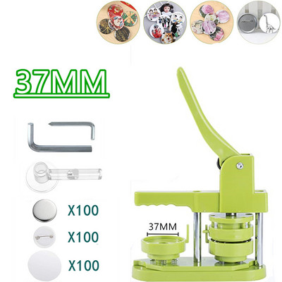 Žetonu piespraudes pogu veidotāja mašīna DIY emblēmu komplekts, 25 MM-58 MM pogas presēšanas mašīna ar 100 gb pogas detaļām + apļa griezējs