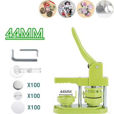 Žetonu piespraudes pogu veidotāja mašīna DIY emblēmu komplekts, 25 MM-58 MM pogas presēšanas mašīna ar 100 gb pogas detaļām + apļa griezējs