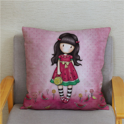 Κάλυμμα μαξιλαριού χαριτωμένο μικρό κορίτσι Χαριτωμένο παιδικό μοτίβο τετράγωνο κάλυμμα μαξιλαριού δερμάτινο κάλυμμα μαξιλαριού ροδακινί Διακόσμηση σπιτιού