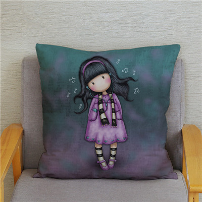 Κάλυμμα μαξιλαριού χαριτωμένο μικρό κορίτσι Χαριτωμένο παιδικό μοτίβο τετράγωνο κάλυμμα μαξιλαριού δερμάτινο κάλυμμα μαξιλαριού ροδακινί Διακόσμηση σπιτιού