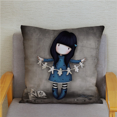 Κάλυμμα μαξιλαριού χαριτωμένο μικρό κορίτσι Χαριτωμένο παιδικό μοτίβο τετράγωνο κάλυμμα μαξιλαριού δερμάτινο κάλυμμα μαξιλαριού ροδακινί Διακόσμηση σπιτιού