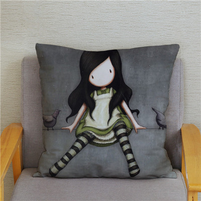 Κάλυμμα μαξιλαριού χαριτωμένο μικρό κορίτσι Χαριτωμένο παιδικό μοτίβο τετράγωνο κάλυμμα μαξιλαριού δερμάτινο κάλυμμα μαξιλαριού ροδακινί Διακόσμηση σπιτιού