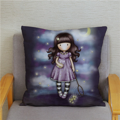 Κάλυμμα μαξιλαριού χαριτωμένο μικρό κορίτσι Χαριτωμένο παιδικό μοτίβο τετράγωνο κάλυμμα μαξιλαριού δερμάτινο κάλυμμα μαξιλαριού ροδακινί Διακόσμηση σπιτιού