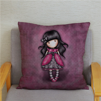 Κάλυμμα μαξιλαριού χαριτωμένο μικρό κορίτσι Χαριτωμένο παιδικό μοτίβο τετράγωνο κάλυμμα μαξιλαριού δερμάτινο κάλυμμα μαξιλαριού ροδακινί Διακόσμηση σπιτιού