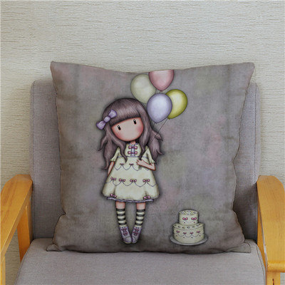 Κάλυμμα μαξιλαριού χαριτωμένο μικρό κορίτσι Χαριτωμένο παιδικό μοτίβο τετράγωνο κάλυμμα μαξιλαριού δερμάτινο κάλυμμα μαξιλαριού ροδακινί Διακόσμηση σπιτιού