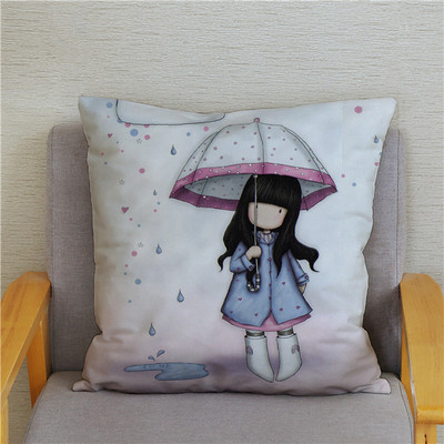Κάλυμμα μαξιλαριού χαριτωμένο μικρό κορίτσι Χαριτωμένο παιδικό μοτίβο τετράγωνο κάλυμμα μαξιλαριού δερμάτινο κάλυμμα μαξιλαριού ροδακινί Διακόσμηση σπιτιού