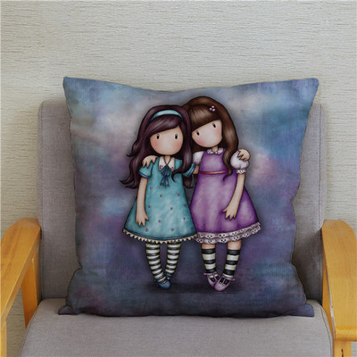 Κάλυμμα μαξιλαριού χαριτωμένο μικρό κορίτσι Χαριτωμένο παιδικό μοτίβο τετράγωνο κάλυμμα μαξιλαριού δερμάτινο κάλυμμα μαξιλαριού ροδακινί Διακόσμηση σπιτιού