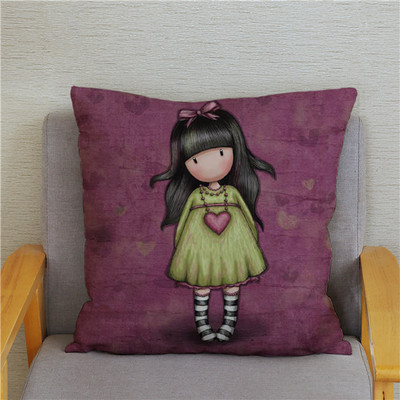 Κάλυμμα μαξιλαριού χαριτωμένο μικρό κορίτσι Χαριτωμένο παιδικό μοτίβο τετράγωνο κάλυμμα μαξιλαριού δερμάτινο κάλυμμα μαξιλαριού ροδακινί Διακόσμηση σπιτιού