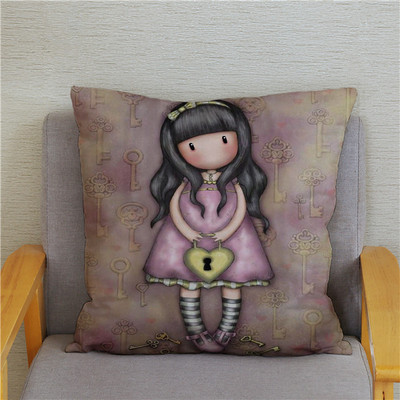 Κάλυμμα μαξιλαριού χαριτωμένο μικρό κορίτσι Χαριτωμένο παιδικό μοτίβο τετράγωνο κάλυμμα μαξιλαριού δερμάτινο κάλυμμα μαξιλαριού ροδακινί Διακόσμηση σπιτιού