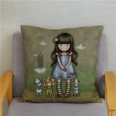 Κάλυμμα μαξιλαριού χαριτωμένο μικρό κορίτσι Χαριτωμένο παιδικό μοτίβο τετράγωνο κάλυμμα μαξιλαριού δερμάτινο κάλυμμα μαξιλαριού ροδακινί Διακόσμηση σπιτιού