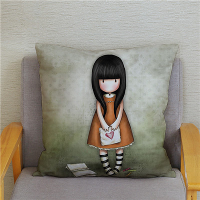 Κάλυμμα μαξιλαριού χαριτωμένο μικρό κορίτσι Χαριτωμένο παιδικό μοτίβο τετράγωνο κάλυμμα μαξιλαριού δερμάτινο κάλυμμα μαξιλαριού ροδακινί Διακόσμηση σπιτιού