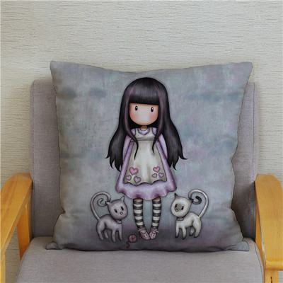 Κάλυμμα μαξιλαριού χαριτωμένο μικρό κορίτσι Χαριτωμένο παιδικό μοτίβο τετράγωνο κάλυμμα μαξιλαριού δερμάτινο κάλυμμα μαξιλαριού ροδακινί Διακόσμηση σπιτιού