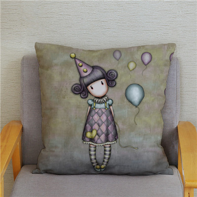 Κάλυμμα μαξιλαριού χαριτωμένο μικρό κορίτσι Χαριτωμένο παιδικό μοτίβο τετράγωνο κάλυμμα μαξιλαριού δερμάτινο κάλυμμα μαξιλαριού ροδακινί Διακόσμηση σπιτιού