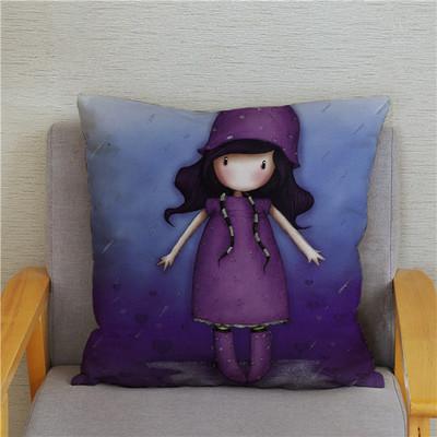 Κάλυμμα μαξιλαριού χαριτωμένο μικρό κορίτσι Χαριτωμένο παιδικό μοτίβο τετράγωνο κάλυμμα μαξιλαριού δερμάτινο κάλυμμα μαξιλαριού ροδακινί Διακόσμηση σπιτιού