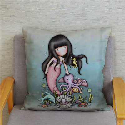Κάλυμμα μαξιλαριού χαριτωμένο μικρό κορίτσι Χαριτωμένο παιδικό μοτίβο τετράγωνο κάλυμμα μαξιλαριού δερμάτινο κάλυμμα μαξιλαριού ροδακινί Διακόσμηση σπιτιού