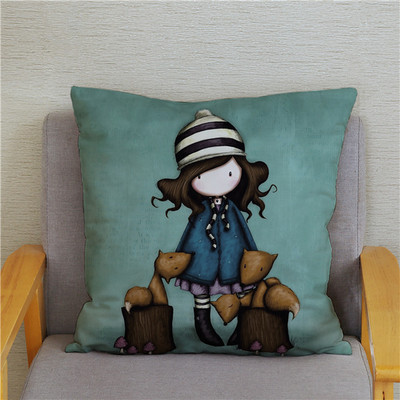 Κάλυμμα μαξιλαριού χαριτωμένο μικρό κορίτσι Χαριτωμένο παιδικό μοτίβο τετράγωνο κάλυμμα μαξιλαριού δερμάτινο κάλυμμα μαξιλαριού ροδακινί Διακόσμηση σπιτιού