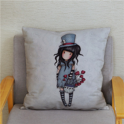 Κάλυμμα μαξιλαριού χαριτωμένο μικρό κορίτσι Χαριτωμένο παιδικό μοτίβο τετράγωνο κάλυμμα μαξιλαριού δερμάτινο κάλυμμα μαξιλαριού ροδακινί Διακόσμηση σπιτιού