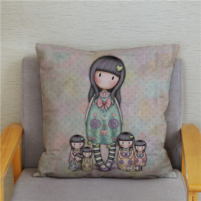 Κάλυμμα μαξιλαριού χαριτωμένο μικρό κορίτσι Χαριτωμένο παιδικό μοτίβο τετράγωνο κάλυμμα μαξιλαριού δερμάτινο κάλυμμα μαξιλαριού ροδακινί Διακόσμηση σπιτιού