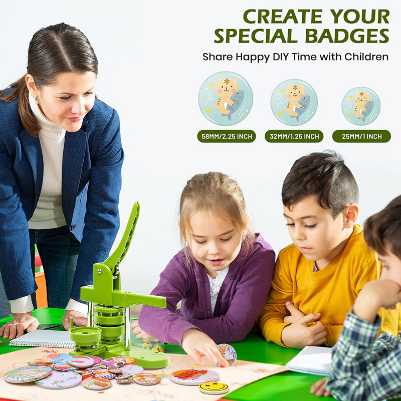 DIY set znački za pribadače, stroj za prešanje gumba, 25+32+58 MM komplet stroja za izradu gumba za značke s 300 komada dijelova za gumbe+kružni rezač+3 kalupa