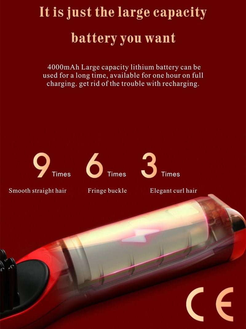 Vezeték nélküli szakállhajegyesítő hajfésűkefe USB újratölthető vezeték nélküli antisztatikus gyorsfűtésű hajkiegyenesítő hajformázó eszközök