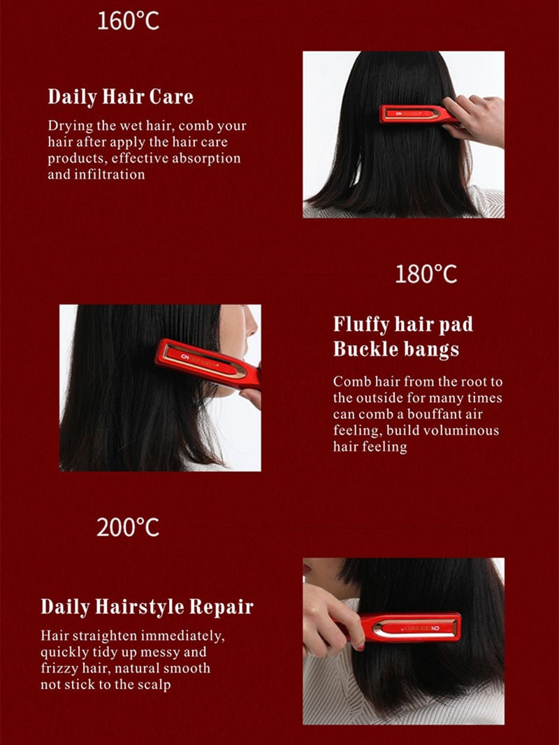 Vezeték nélküli szakállhajegyesítő hajfésűkefe USB újratölthető vezeték nélküli antisztatikus gyorsfűtésű hajkiegyenesítő hajformázó eszközök