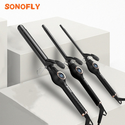 SONOFLY 9/13/25mm Bucle super subțire ondulator de păr Fier de ondulat ceramic LCD pentru reglarea temperaturii Instrument profesional de styling SH-8603