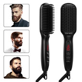Hajvasaló Hot Comb 230 ℃ forrázásgátló hajkefe kerámia fűtő LCD kijelző, kettős feszültségű csendes szakállvasaló
