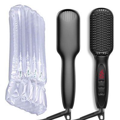 Hajvasaló Hot Comb 230 ℃ forrázásgátló hajkefe kerámia fűtő LCD kijelző, kettős feszültségű csendes szakállvasaló