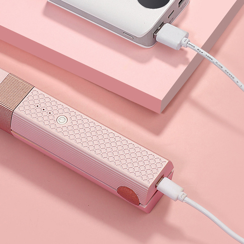 Hajvasaló Vezeték nélküli USB Hajvasaló Mini Kerámia Hajcsavaró 3 Állandó hőmérsékletű Hordozható Lapos Vasaló Utazáshoz