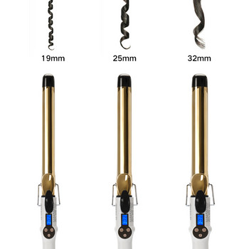 AOFEILEI Златна електрическа професионална керамична маша за коса LCD Маша за къдрене Ролкови къдрици Wand Waver Модни инструменти за оформяне
