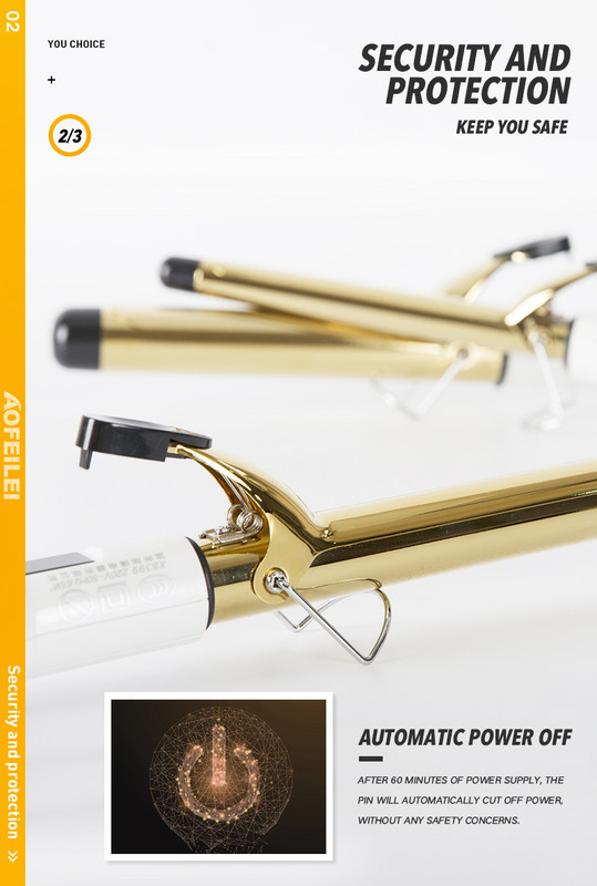 AOFEILEI Golden Electric Professzionális kerámia hajcsavaró Lcd Hajsütővas görgős fürtök Wand Waver divat formázó eszközök