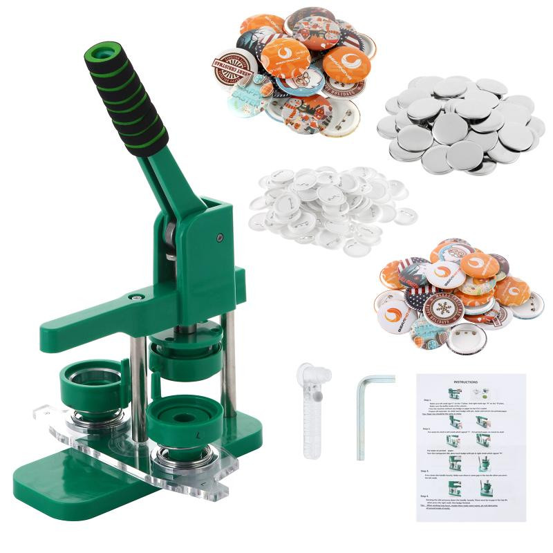 25 mm 44 mm 58 mm žalias naujas ženkliukų mygtukų gamybos aparatas su 100 vnt.