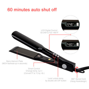 Σίδερο ισιώματος μαλλιών Nano-Titanium Straightening Iron Keratin Flat Irons 470℉ MCH Fast Heating Styler High Temperature Styler