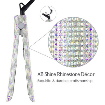 Bling bling Rhinestones Hair Straightener Nano-Titanium Floating Plate 470℉ Fast Heating Flat Iron Professional Hair Styler
