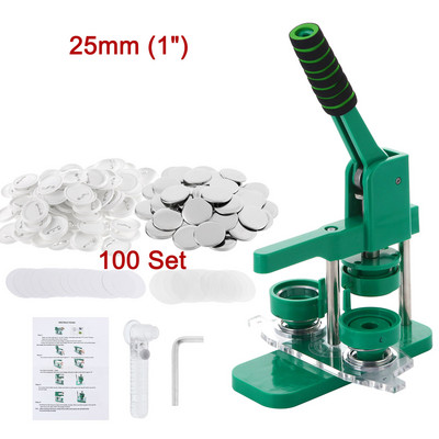 Žetonu perforatoru presēšanas mašīnas tapas, pagriežamās pogas veidotājs, DIY izgatavošanas komplekts ar 100 apļa pogas daļām, tukšs papīrs 37 mm 44 mm 58 mm