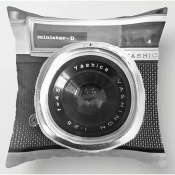 Черна ретро камера Геометрична калъфка за възглавница Домашно спално бельо Калъфка за диван