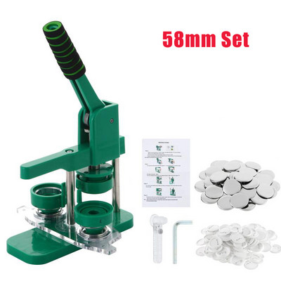 25/44/58 mm DIY pogu žetonu izgatavošanas mašīna ar 100 komplektiem tukšas emblēmas materiāls Magnētiskā veidne, ar roku piespiežot, regulējams emblēmu veidotājs
