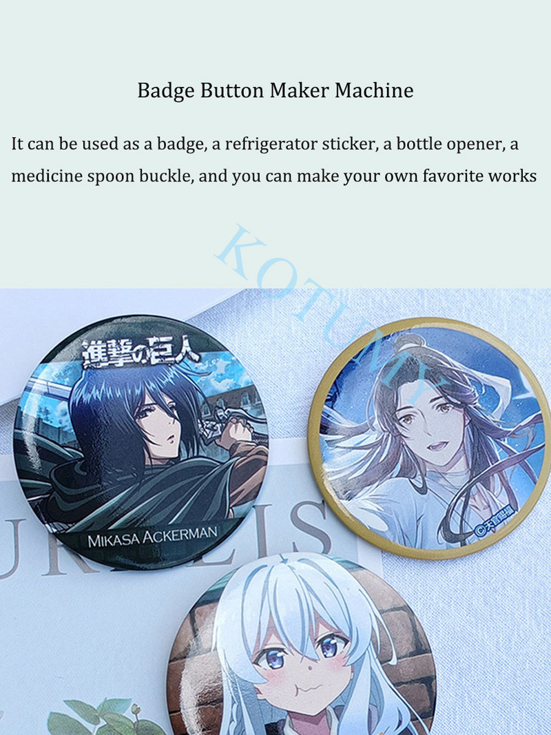 Ženklelių mygtukų gaminimo mašina „pasidaryk pats“ smeigtukų spaudimo mašina Ženkliukų spaudimo mašina Rankdarbių mygtukų dalių gamybos įrankis 58 mm