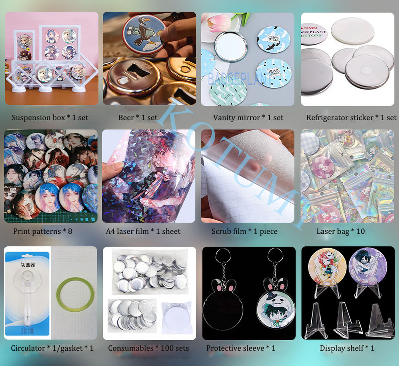 Ženklelių mygtukų gaminimo mašina „pasidaryk pats“ smeigtukų spaudimo mašina Ženkliukų spaudimo mašina Rankdarbių mygtukų dalių gamybos įrankis 58 mm