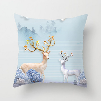 Jõulud Padjapüür Kodukaunistus Loom Hirv Jänes mustriga trükitud padjakatted Talvine padjakate padjapüür