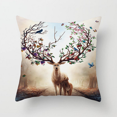 Jõulud Padjapüür Kodukaunistus Loom Hirv Jänes mustriga trükitud padjakatted Talvine padjakate padjapüür