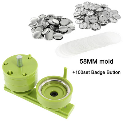 37 mm žetonu perforatoru nospiešanas mašīnas tapu pogas DIY izgatavošanas komplekts ar 200 apļa pogas daļām un tukšu papīru spoguļatslēgu piekariņam