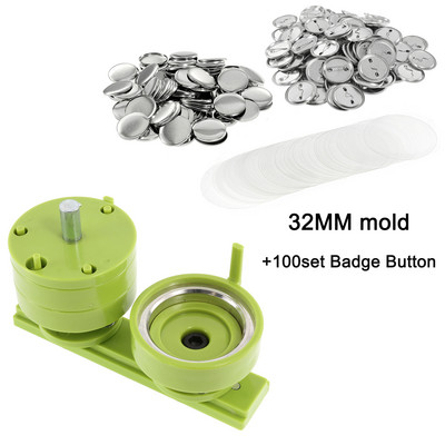 37 mm žetonu perforatoru nospiešanas mašīnas tapu pogas DIY izgatavošanas komplekts ar 200 apļa pogas daļām un tukšu papīru spoguļatslēgu piekariņam