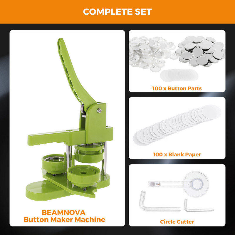 58 mm „pasidaryk pats“ mygtukų gaminimo ženkliukų mašina sukamoji mini emblema gaminimo mašina su 100 ženklelių eksploatacinių medžiagų rinkinių žaliai mėlyna